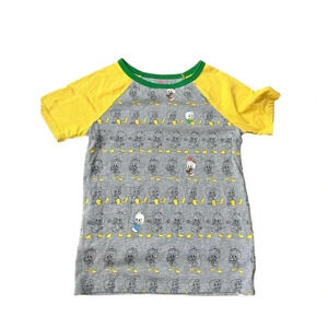 Disney Duck Tales T-Shirt Huey Dewey & Louie Crewneck Gray Yellow Kids Size‎ XL